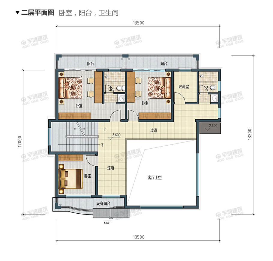 14x12米帶玄關復式農村別墅設計圖紙