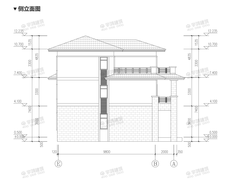 12x12米新中式復式農(nóng)村別墅設計圖紙