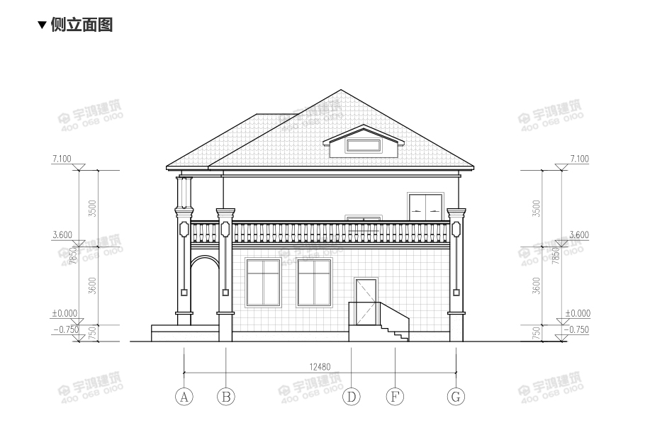 25萬帶車庫農村自建別墅設計圖紙