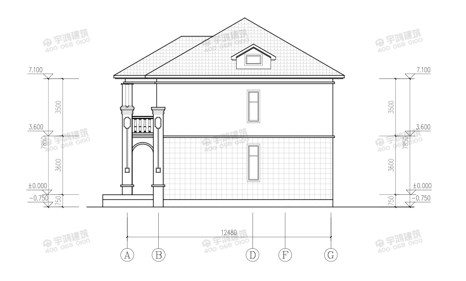 25萬帶車庫農村自建別墅設計圖紙