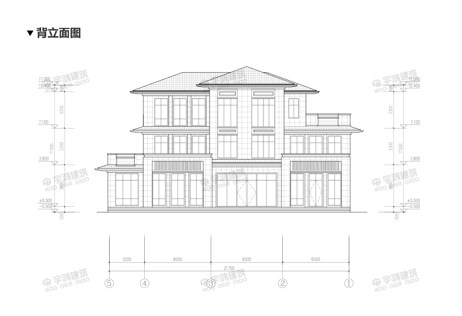 新亞洲風(fēng)格三層農(nóng)村自建別墅設(shè)計圖紙