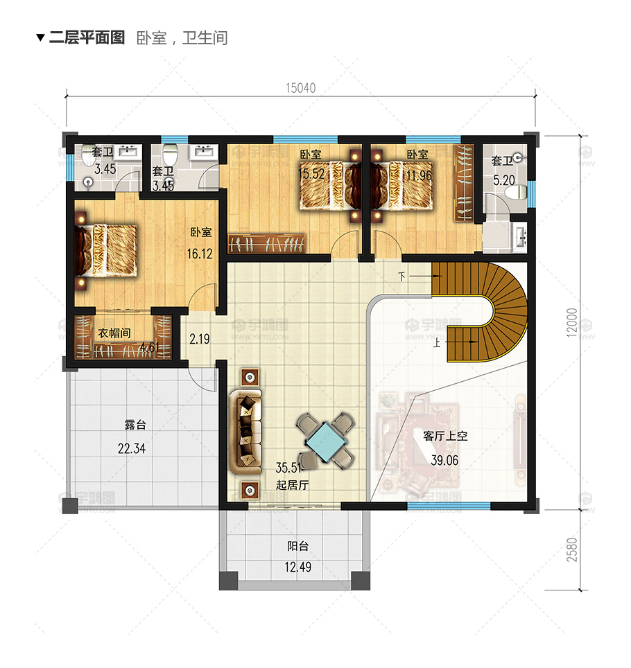 180平新農村復式小別墅設計圖紙，清新淡雅外觀效果圖