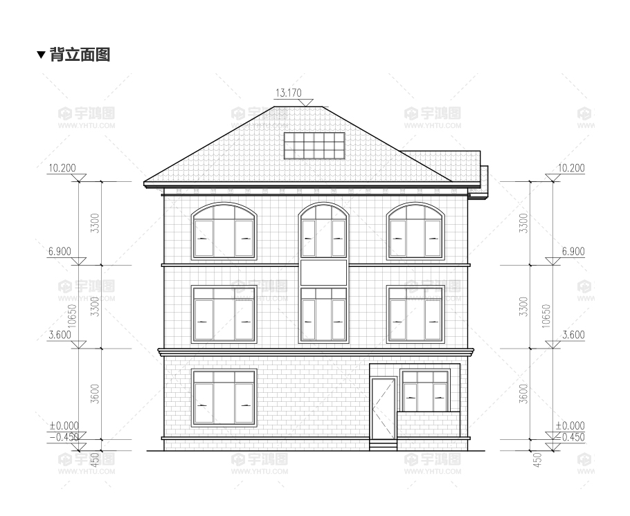 120平方米帶客廳中空農(nóng)村房屋設(shè)計圖紙，外觀高端大氣