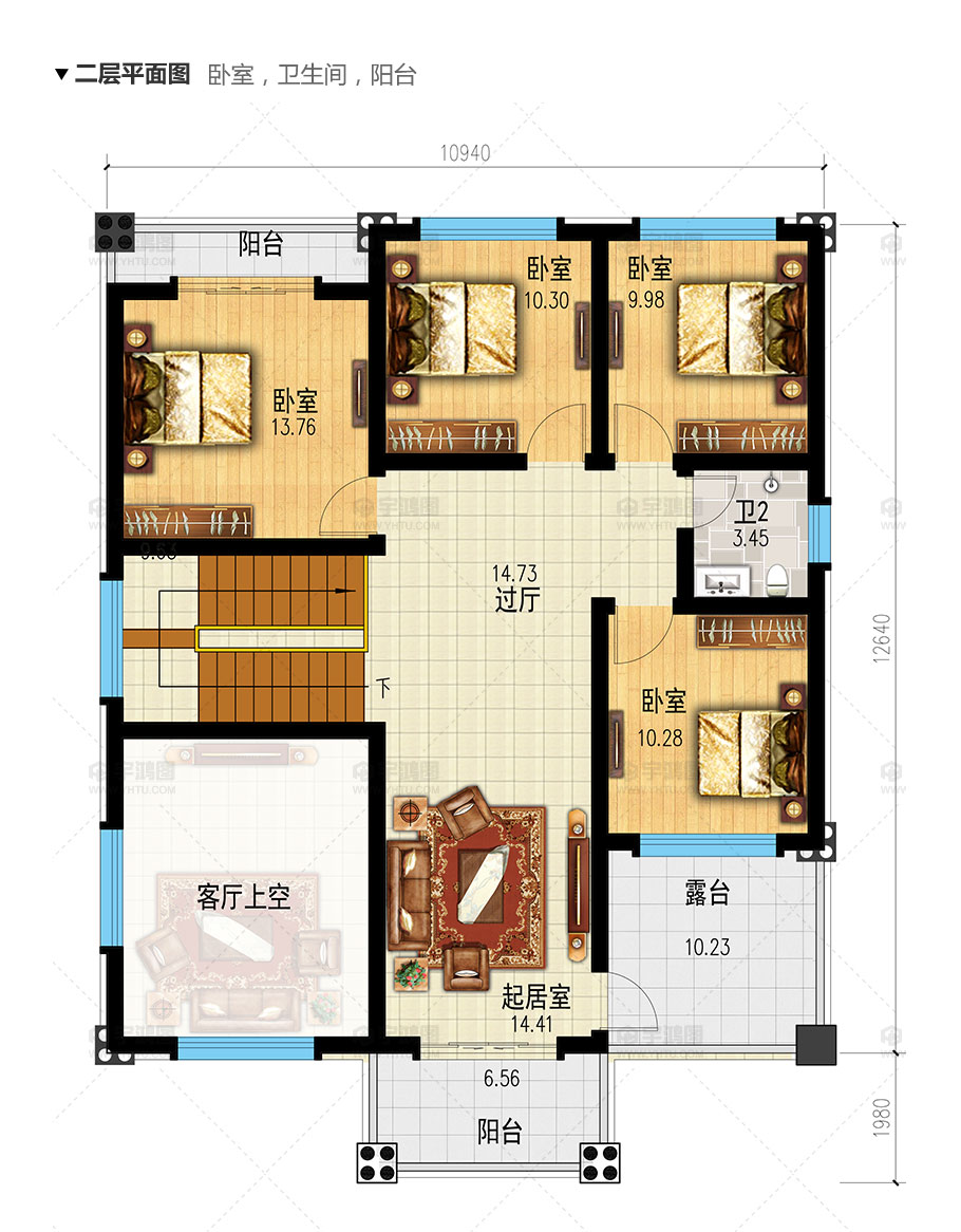 新農村兩層歐式別墅設計圖帶復式客廳