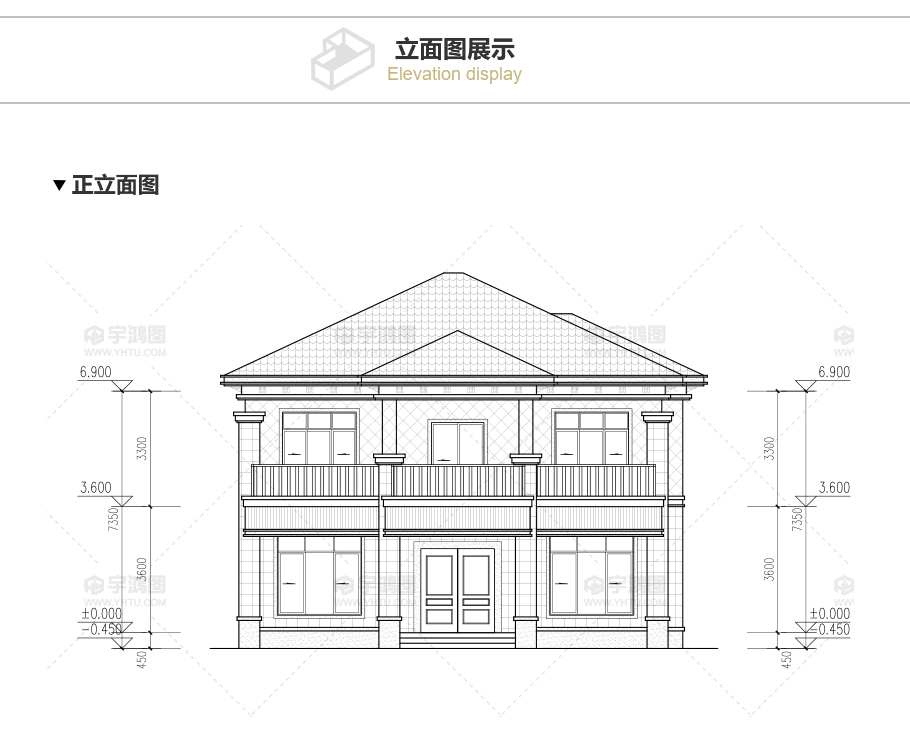 二層框架結(jié)構(gòu)帶小露臺(tái)別墅設(shè)計(jì)圖紙